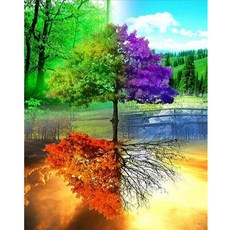 Allode 華麗四季樹 DIY 鑽石畫 方鑽 40 x 50 cm, 01