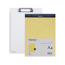deLi 雙剪貼板 A4 + Legal Pad A4 5p 套組, 白色（剪貼板），黃色（豪華墊）, 1套