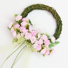 Garden in the City 粉彩絨球菊花環, 奶油粉色