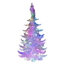 MODACore 摩達客 晶透迷你壓克力聖誕樹塔+50燈LED銅線燈電池燈, 四彩光, 1組