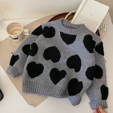 HARAROI 帥氣簡約黑色愛心針織毛衣