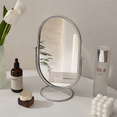 Mirnoa 360度角度調整金屬感室內裝飾桌鏡 MMM3386, 銀色