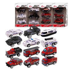 big 金屬迷你車 警察6種 + 消防6種 套裝, 混合顏色