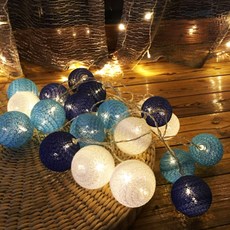 棉球感性燈泡 LED室內裝飾燈串 20燈 3m, 藍色