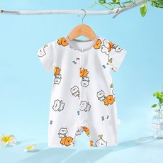 베베니즈 아동용 통기성 귀염패턴 순면 반팔 롬퍼