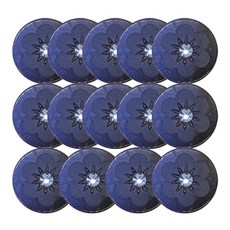 金屬高級水鑽鈕扣 雕刻水鑽點綴 13mm, 藍色, 14個