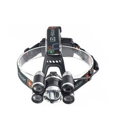 LED充電式CREE T6 5燈頭燈, 1個