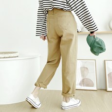 JAL BBA JEAN 女款燕麥色棉質直筒長褲