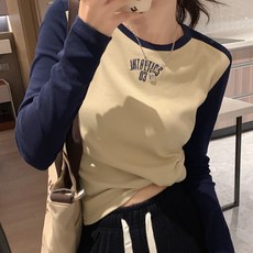 PEONIST 女款撞色拉克蘭長袖T恤