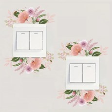 LANO 花卉風格居家裝飾開關蓋貼紙 2入, 粉紅花開