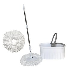 Keep Keep 美琦手壓旋轉拖把桶組 輕鬆清潔 360度旋轉 超細纖維 省時省力, 1組, 123 x 34cm