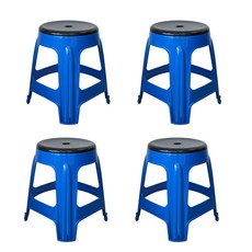 팬물산 원형 회전 플라스틱 의자 4p, 블루