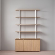 리디아 나인 선반 수납장 4단 방문설치, 우드화이트