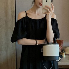 더시럽 여성용 컴포터블 퍼프 비치웨어 드레스