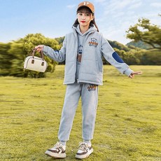 ORANGEDAMOM 女童小熊鋪棉背心連帽運動服上下套裝