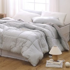 FLORA Indie格紋極細纖維鋪棉被, 蒲團分開, 灰色