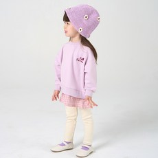 KIDSCOMO 童款愛心刺繡格紋下擺大學T+內搭褲套裝