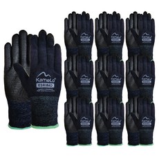KameLo 冬季作業刷毛塗層手套 雙手穿戴 10件組, 海軍藍, 10個