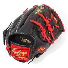 RAWLINGS 心之皮革 特別訂製 右投用 手套, 1個, 黑色+猩紅色