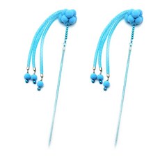 부투펫 고양이 폼폼 반짝이 방울 막대 장난감, 블루, 2개