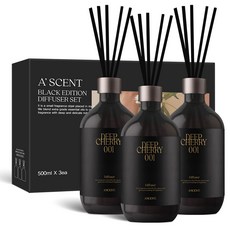 에이센트 블랙 에디션 디퓨저 세트, 딥체리, 500ml, 1세트