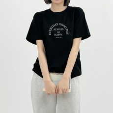 험블스튜디오 여성용 통기성 레터링 여름 면 라운드 20수 반팔티 KK_88_086