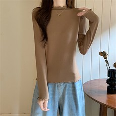 레몬소울 여성용 리랜 물결 포인트 긴팔 니트 티셔츠