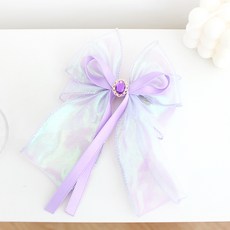 女童用稜鏡極光大蝴蝶結鯊魚夾