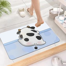 룰루홈 뒷모습 규조토 주방 욕실 발매트 60 x 40 cm, 밀크카우, 1개