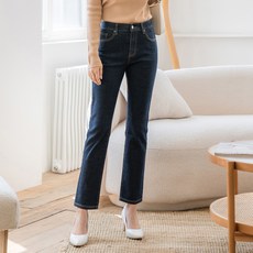 Jean Mania 女款腰部內鬆緊帶彈性直筒丹寧長褲 DS0012 (長版/短版/基本款 3種長度)