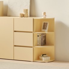 룸앤디 모노 라운드 슬림 수납선반 3단 코너장, 버터옐로우