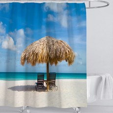 市場 A 海邊圖片印花浴簾燈罩 180 x 200cm, 1個