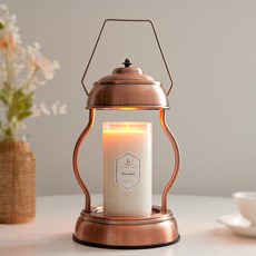 the Sweet 加熱式燭燈+蠟燭 粉紅沙款 L號+燈泡組 2入, 銅（溫暖）