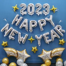 2023 新年快樂氣球組 流星, 1套, 混合顏色