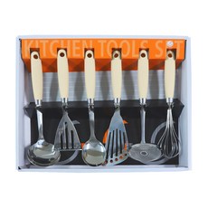 GENIAL mono 炊具 6p 套組 780, 湯勺(M)+濾泡沫勺+搗碎勺(L)+三角鏟(M)+湯匙+打蛋器, 混色