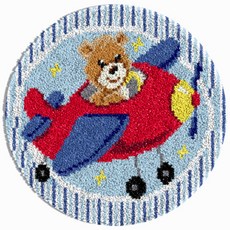 Allode 動物圓形地毯地墊 DIY 刺繡套組 英文版 白色印刷網布, 1套, 10