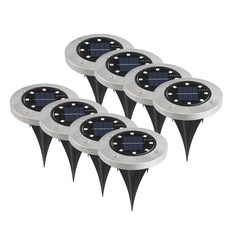 21C Trend 太陽能銀色8LED嵌入式燈8p, 彩光