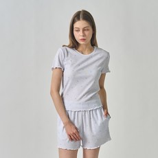 Modern House 女款超彈力短版荷葉邊睡衣套裝
