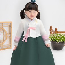 geumdong hanbok 女童用妍美色花朵韓服上衣 + 裙子套裝 AW095