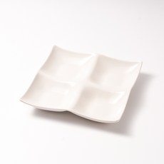 KIALLI 優質生活陶瓷分享配菜盤 中型 4格, 啞光白, 1個