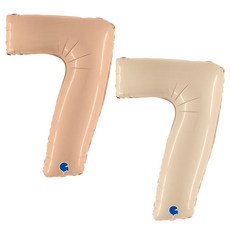 GRABO 數字 7 銀箔氣球 大 2件組, 1套, 奶油, 拿鐵