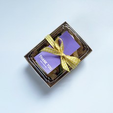 Tina Picnic迷你牛皮紙一次性容器 + 淺紫色貼紙 + 黃色緞帶套組, 20套, 便當容器(20入) + 淺紫色貼紙(20入) + 黃色緞帶(20入)