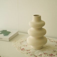 Flouse302 米其林沙色不規則造型陶瓷花瓶擺飾, 米色