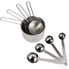 Cook Charmy 不鏽鋼量杯 4入+不鏽鋼量匙組 4入