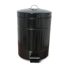 圓形復古室內垃圾桶 12L, 黑色