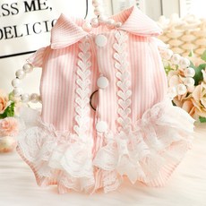 Wavy Days 寵物條紋愛心寵物連身裙 W265-0005, 粉紅色, 1個