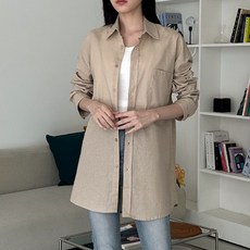 디어로라 여성용 통기성 내추럴 오버핏 린넨 셔츠 IPS017