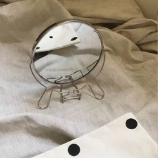 메탈릭 프레임 라운드 거치대 탁상거울 대형, 실버