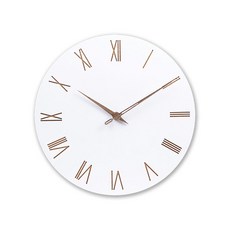 NASKAPI 木質羅馬數字靜音壁鐘, 現代白+木