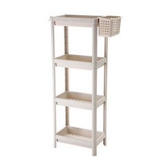 4層浴室收納架+迷你收納掛籃, 象牙, 1套